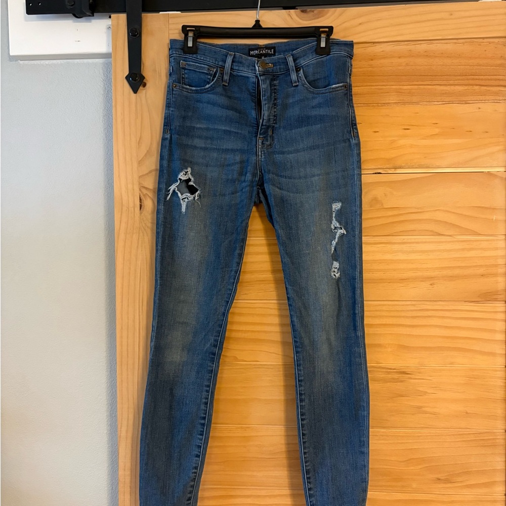 J. Crew Factory Distressed Blue Skinny Jeans